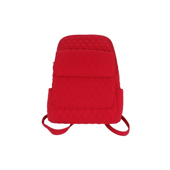 Vera Bradley Handbags - Vera Bradley Quilted Microfiber Backpack Small Red Excellent Diamond Flap